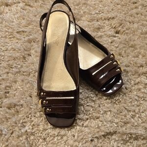 Franco Sarto Brown Slingback Women's Shoes